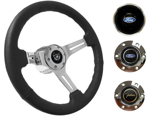 1970 Ford Falcon Steering Wheel Kit | Black Leather | ST3012BLK