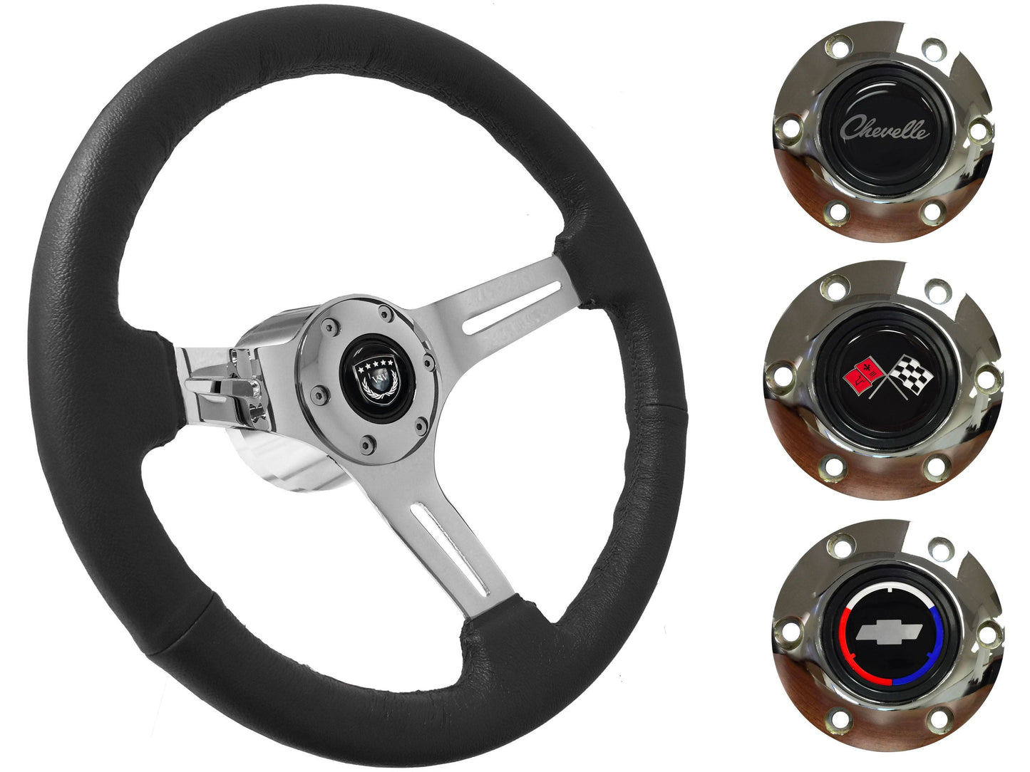 1969-77 Chevelle Steering Wheel Kit | Black Leather | ST3012BLK