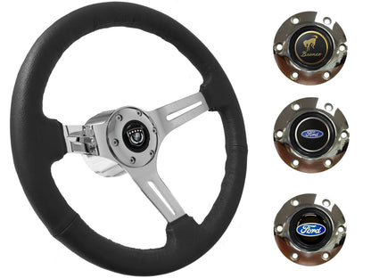 1975-77 Ford Bronco Steering Wheel Kit | Black Leather | ST3012BLK