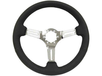 VSW S6 Sport Steering Wheel | Black Leather, Chrome | ST3012BLK