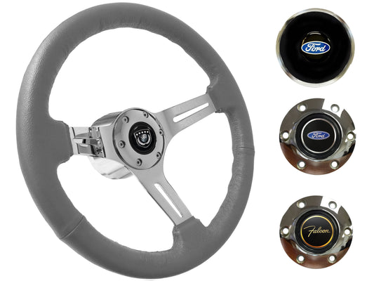 1970 Ford Falcon Steering Wheel Kit | Grey Leather | ST3012GRY