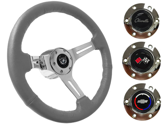 1969-77 Chevelle Steering Wheel Kit | Grey Leather | ST3012GRY