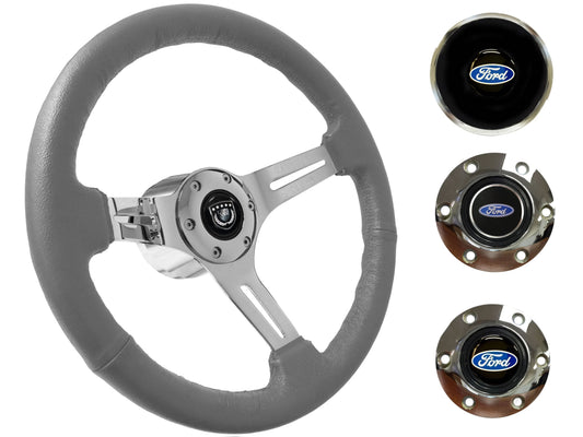 1965-69 Ford Ranchero Steering Wheel Kit | Grey Leather | ST3012GRY