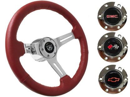 1960-73 Chevy Truck, GMC Steering Wheel Kit | Red Leather | ST3012RED