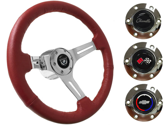 1969-77 Chevelle Steering Wheel Kit | Red Leather | ST3012RED