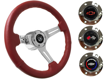 1962-68 Chevy Nova Steering Wheel Kit | Red Leather | ST3012RED