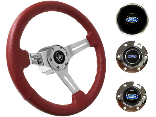 1965-69 Ford Ranchero Steering Wheel Kit | Red Leather | ST3012RED