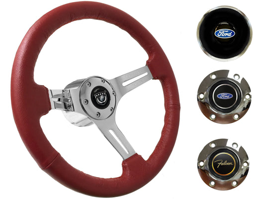 1965-69 Ford Falcon Steering Wheel Kit | Red Leather | ST3012RED