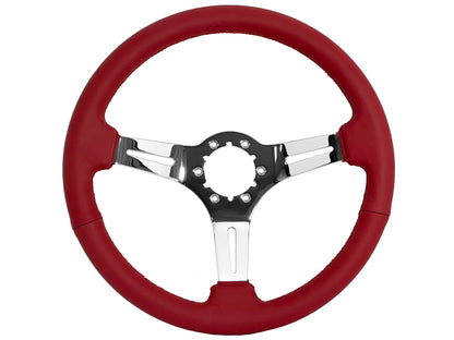 VSW S6 Sport Steering Wheel | Red Leather, Chrome | ST3012RED