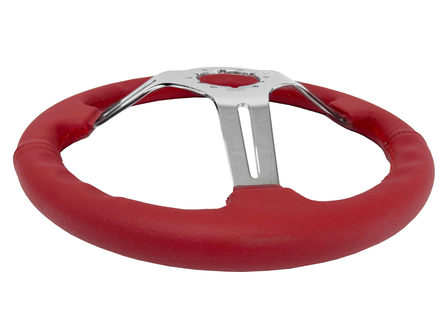 VSW S6 Sport Steering Wheel | Red Leather, Chrome | ST3012RED