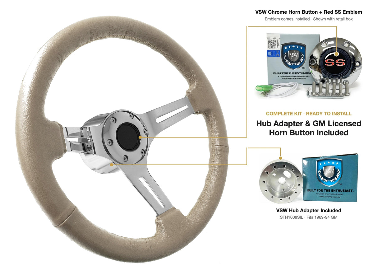 ST3012TAN kit - Chrome button, Red SS emblem