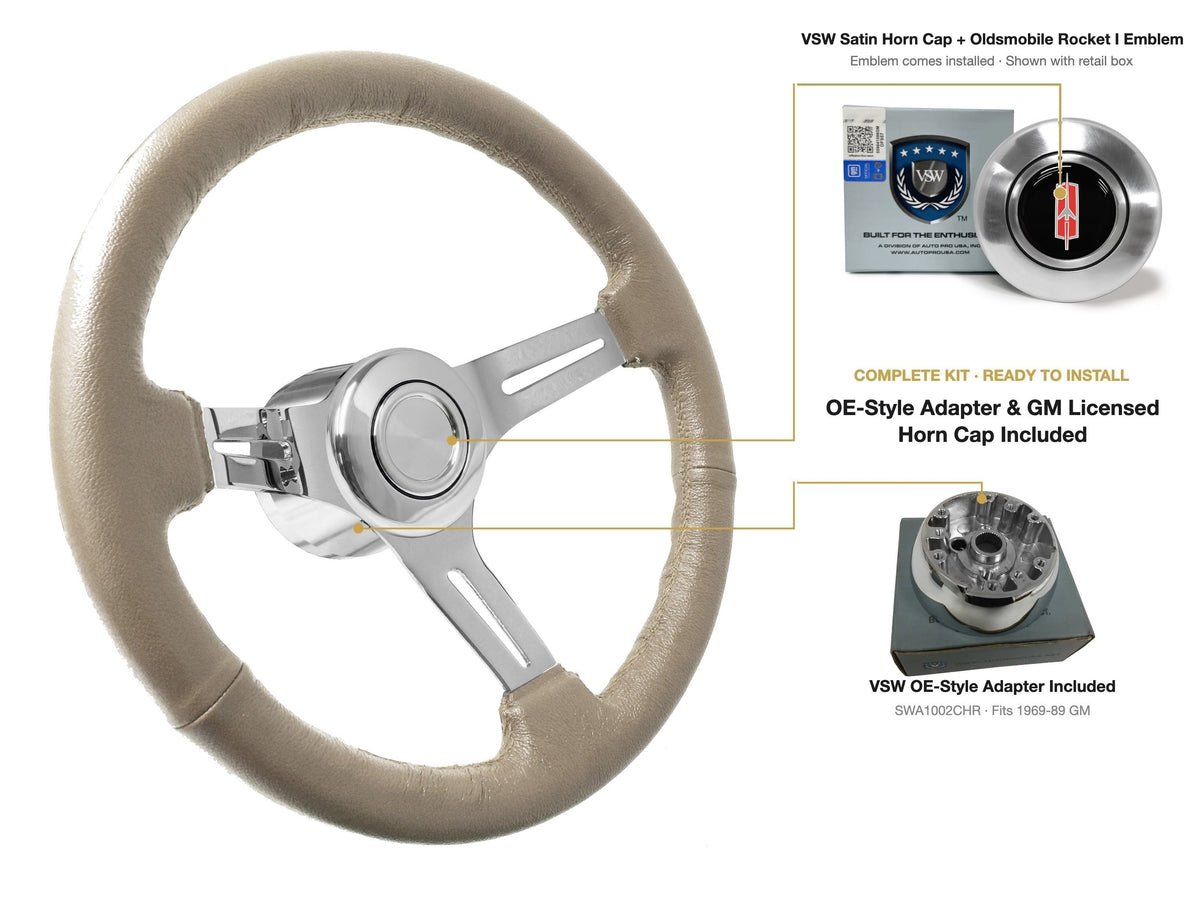 ST3012TAN OE-style kit - OE Satin Cap, Oldsmobile Rocket I emblem