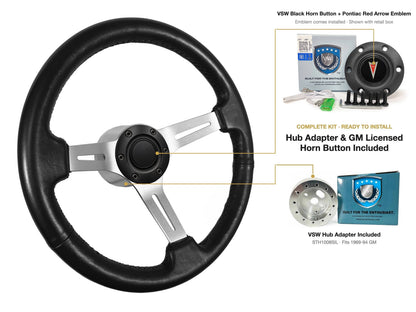 ST3014BLK kit - Black button, Pontiac Red Arrow emblem