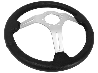 VSW S6 Sport Steering Wheel | Black Leather, Brushed Aluminum | ST3014BLK