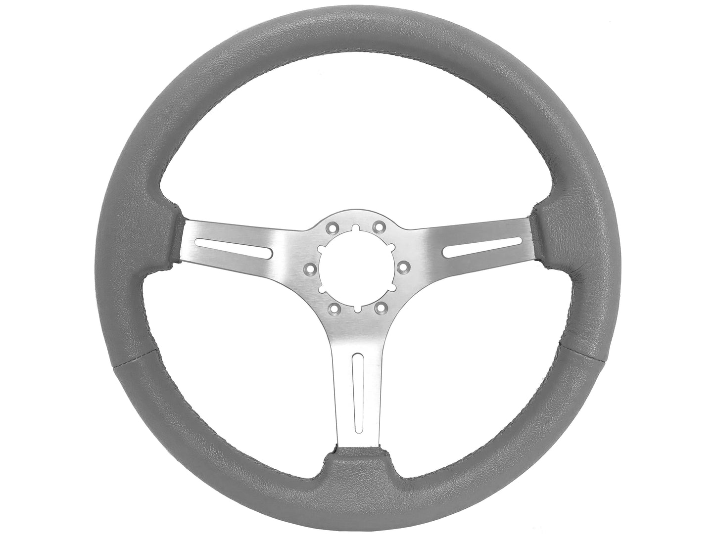VSW S6 Sport Steering Wheel | Gray Leather Brushed Aluminum | ST3014GRY