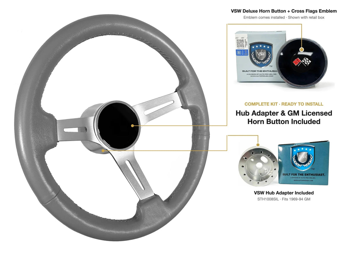 ST3014GRY kit - Deluxe button, Cross Flags emblem