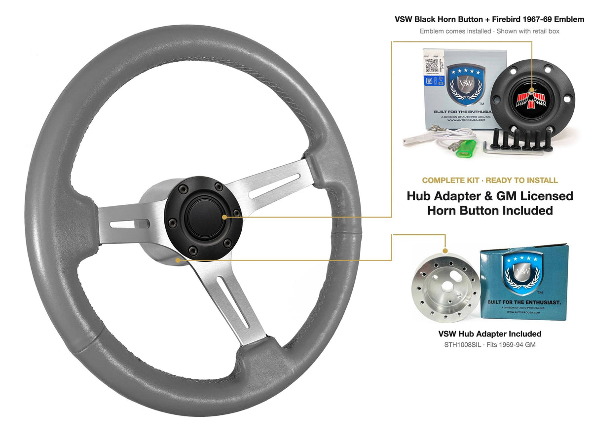 ST3014GRY kit - Black button, Firebird 1967-69 emblem