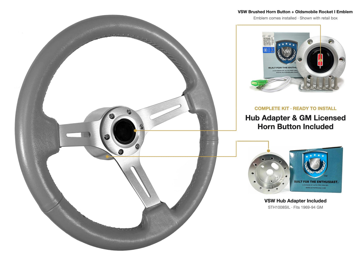 ST3014GRY kit - Brushed button, Oldsmobile Rocket I emblem