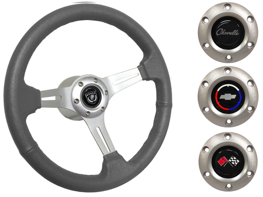 1969-77 Chevelle Steering Wheel Kit | Grey Leather | ST3014GRY
