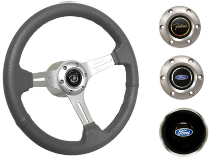 1965-69 Ford Falcon Steering Wheel Kit | Grey Leather | ST3014GRY