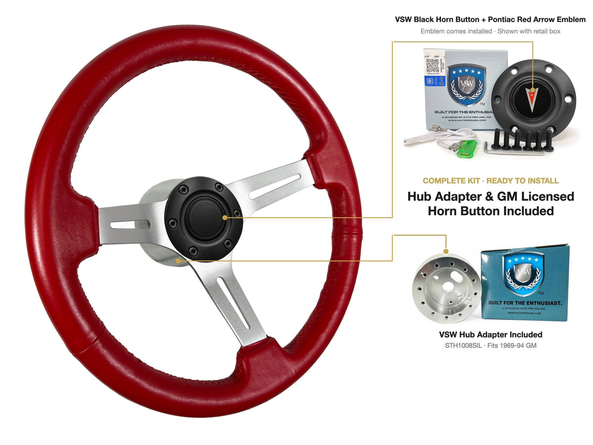 ST3014RED kit - Black button, Pontiac Red Arrow emblem