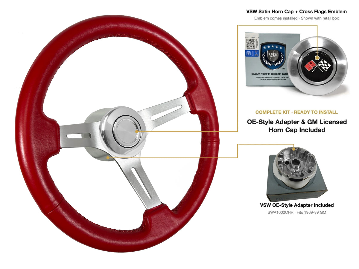 ST3014RED OE-style kit - OE Satin Cap, Cross Flags emblem