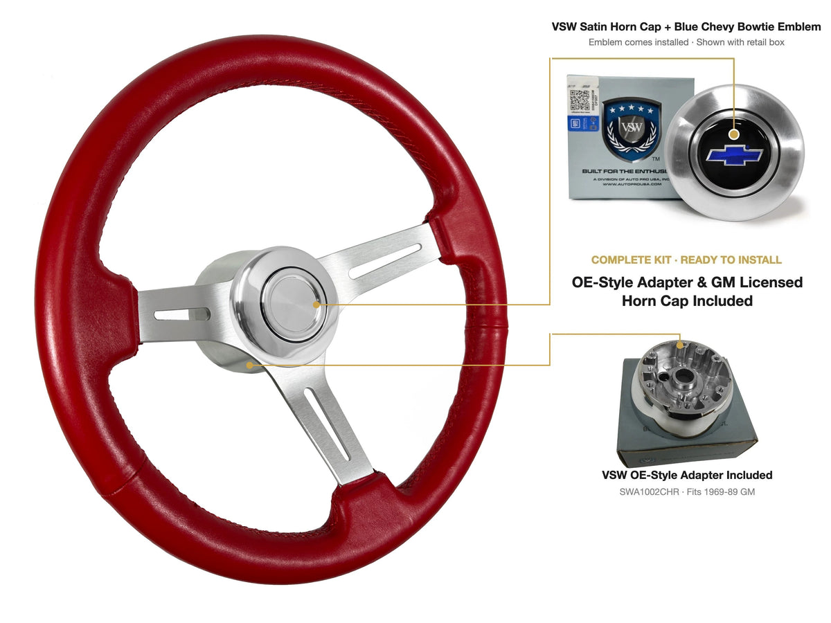 ST3014RED OE-style kit - OE Satin Cap, Blue Chevy Bowtie emblem