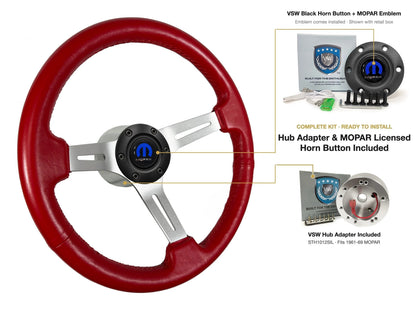 ST3014RED 1961-69 MOPAR kit - Black button, MOPAR emblem, STH1012SIL hub