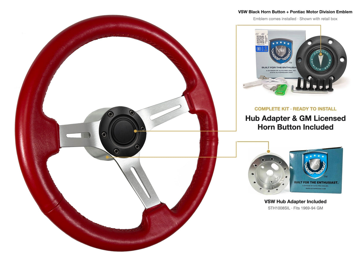 ST3014RED kit - Black button, Pontiac Motor Division emblem