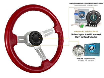 ST3014RED kit - Black button, Pontiac Motor Division emblem