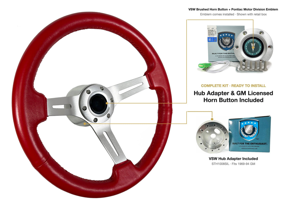 ST3014RED kit - Brushed button, Pontiac Motor Division emblem