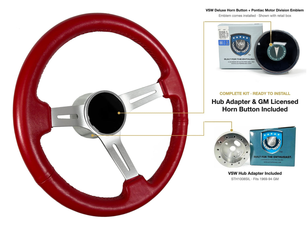 ST3014RED kit - Deluxe button, Pontiac Motor Division emblem