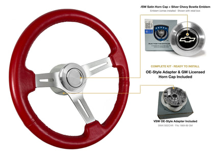 ST3014RED OE-style kit - OE Satin Cap, Silver Chevy Bowtie emblem