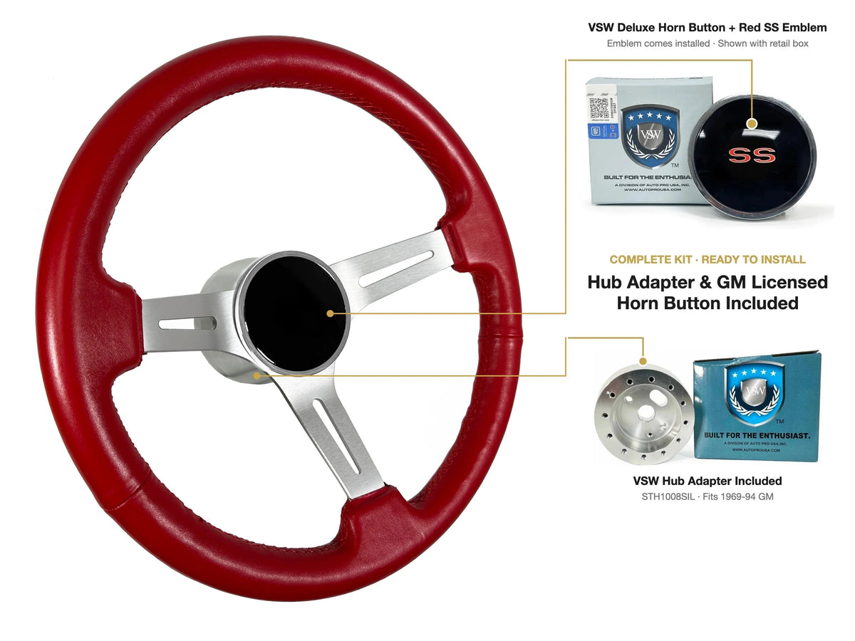 ST3014RED kit - Deluxe button, Red SS emblem