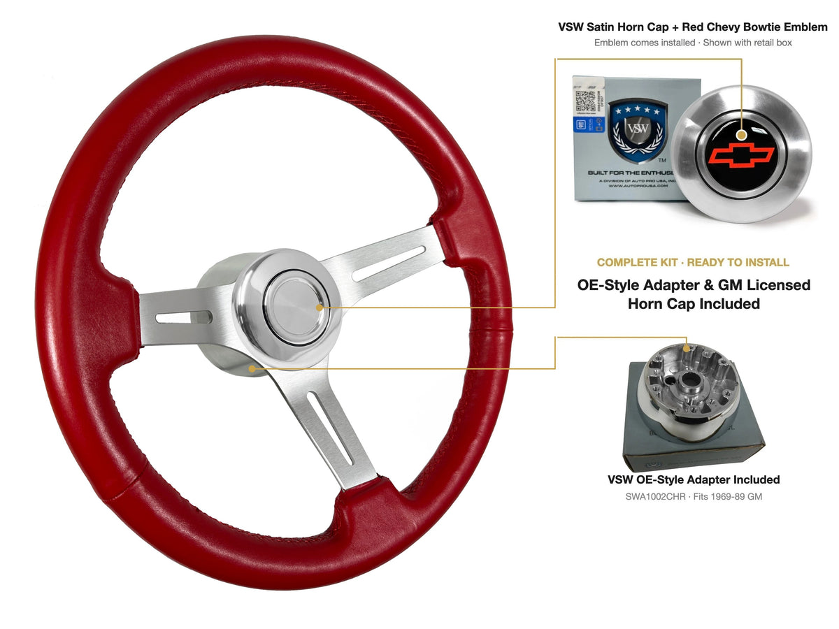 ST3014RED OE-style kit - OE Satin Cap, Red Chevy Bowtie emblem