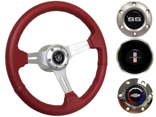 1969-89 Camaro Steering Wheel Kit | Red Leather | ST3014RED