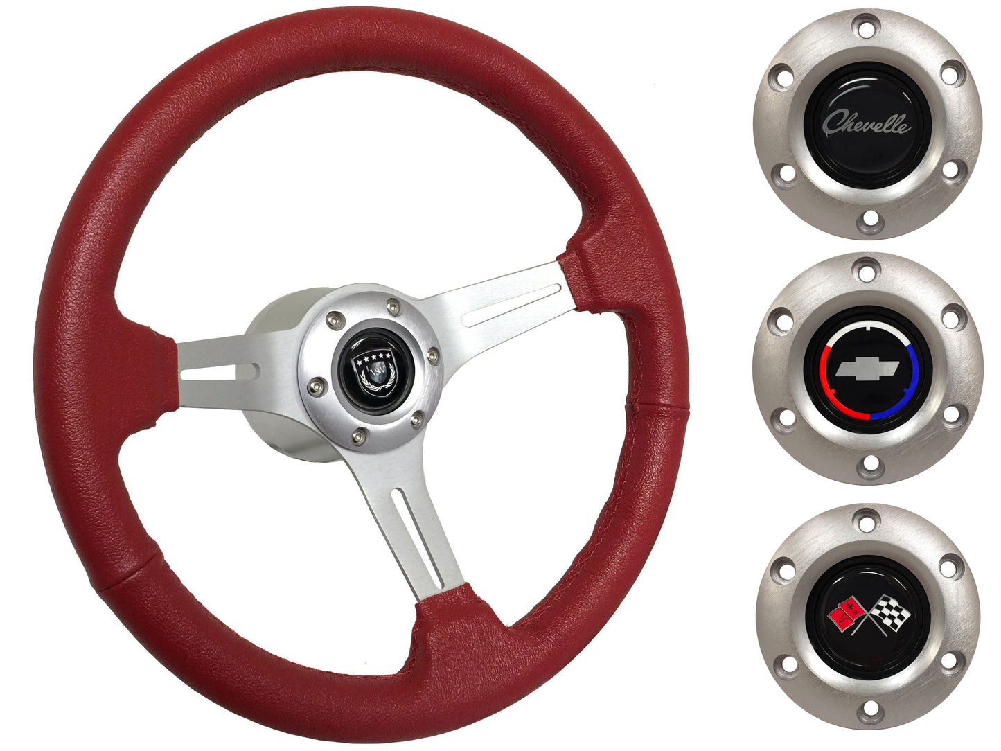 1969-77 Chevelle Steering Wheel Kit | Red Leather | ST3014RED