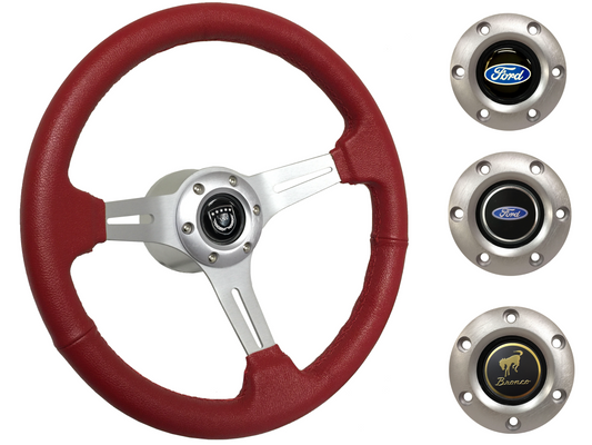 1975-77 Ford Bronco Steering Wheel Kit | Red Leather | ST3014RED