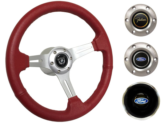 1965-69 Ford Falcon Steering Wheel Kit | Red Leather | ST3014RED