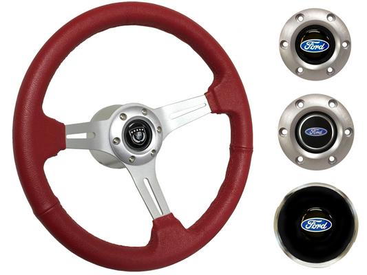 1965-69 Ford Ranchero Steering Wheel Kit | Red Leather | ST3014RED