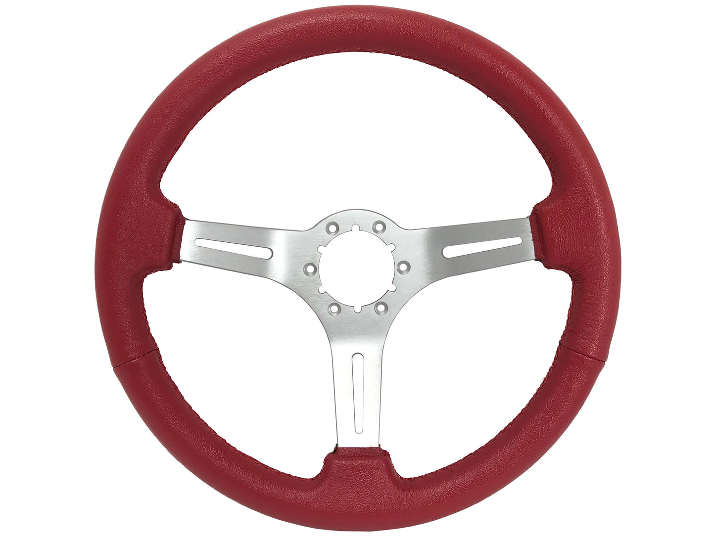 VSW S6 Sport Steering Wheel | Red Leather Brushed Aluminum | ST3014RED