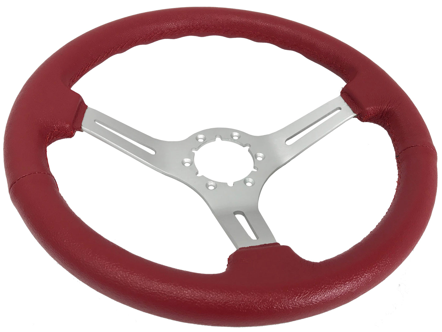 VSW S6 Sport Steering Wheel | Red Leather Brushed Aluminum | ST3014RED