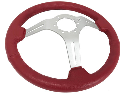 VSW S6 Sport Steering Wheel | Red Leather Brushed Aluminum | ST3014RED