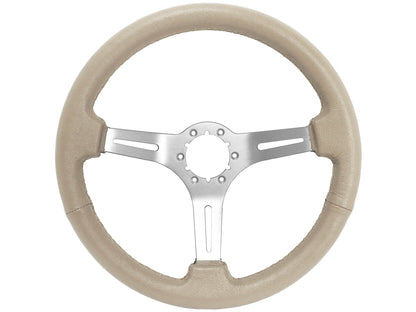 VSW S6 Sport Steering Wheel | Tan Leather, Brushed Aluminum | ST3014TAN