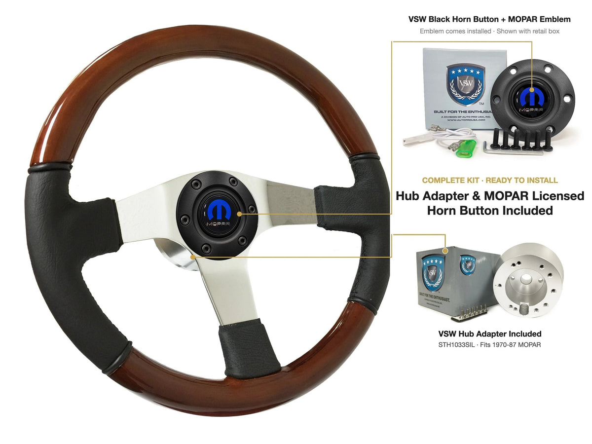 ST3019 1970-87 MOPAR kit - Black button, MOPAR emblem, STH1033SIL hub