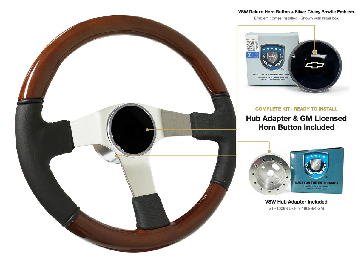 ST3019 kit - Deluxe button, Silver Chevy Bowtie emblem
