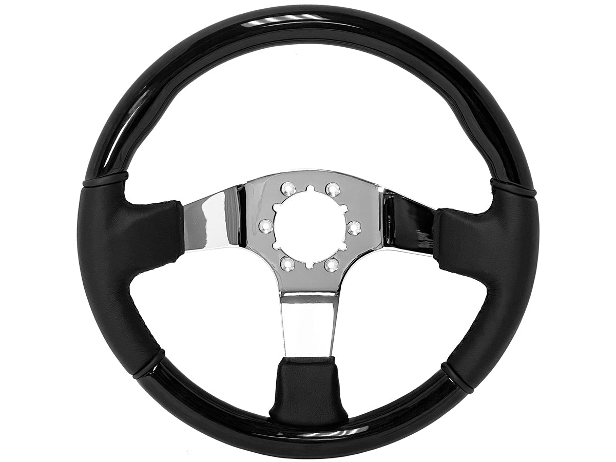 1965-69 Ford Ranchero Steering Wheel Kit | Black Ash Wood - Leather | ST3019BK