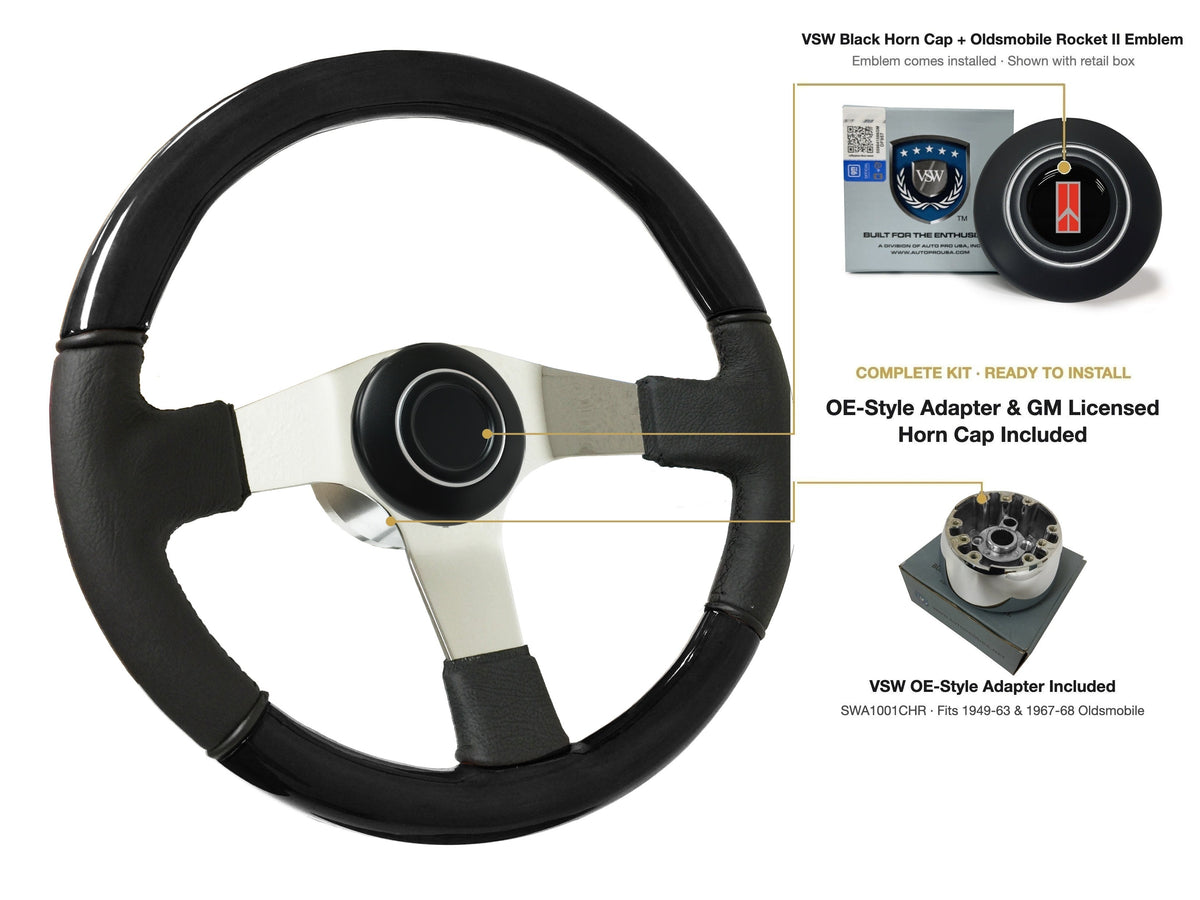 ST3019BLKWOOD black ash wood-leather steering wheel kit - SIL-12-19B-4968