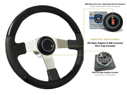 ST3019BLKWOOD black ash wood-leather steering wheel kit - SIL-12-19B
