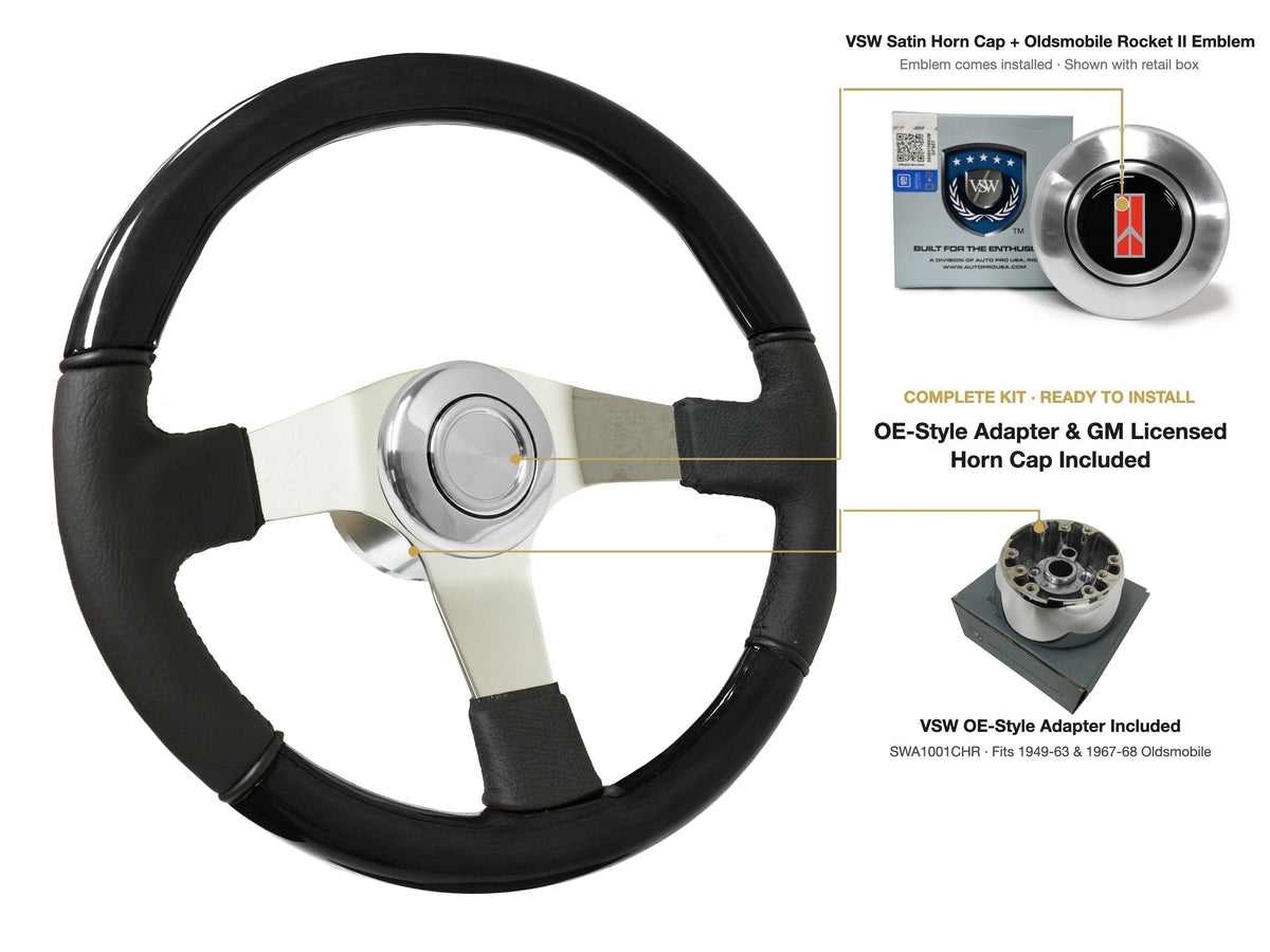 ST3019BLKWOOD black ash wood-leather steering wheel kit - SIL-12-19S-4968